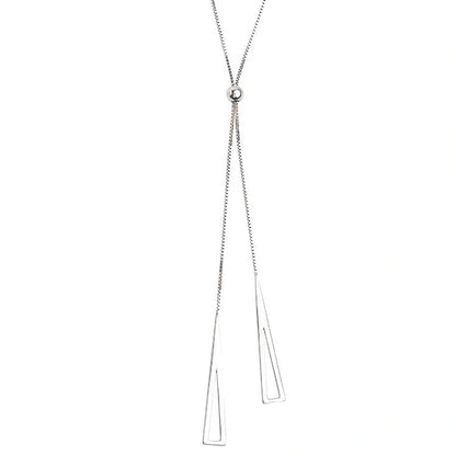 Adjustable sterling silver geometric triangle clavicle necklace for women, modern Korean style jewellery