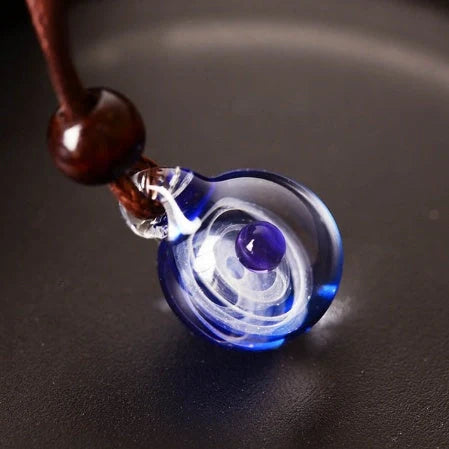 Cosmic Nebula Pendant Necklace with celestial glass ball design