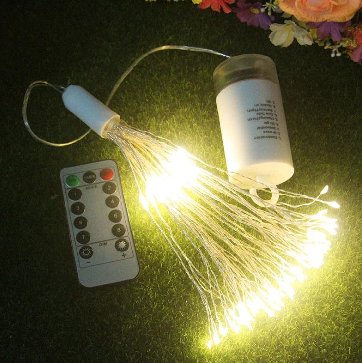 Enchanting copper wire fireworks lights with a dazzling array of colors, perfect for festive celebrations and holiday decorations