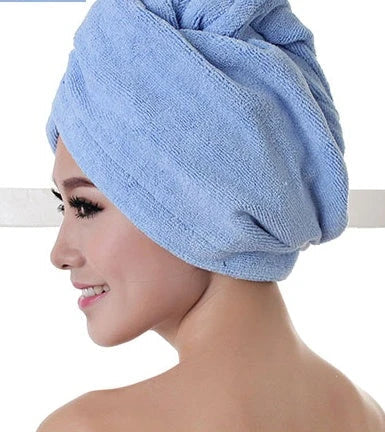 Luxury microfibre hair drying cap with absorbent and quick-drying properties, available in various colours