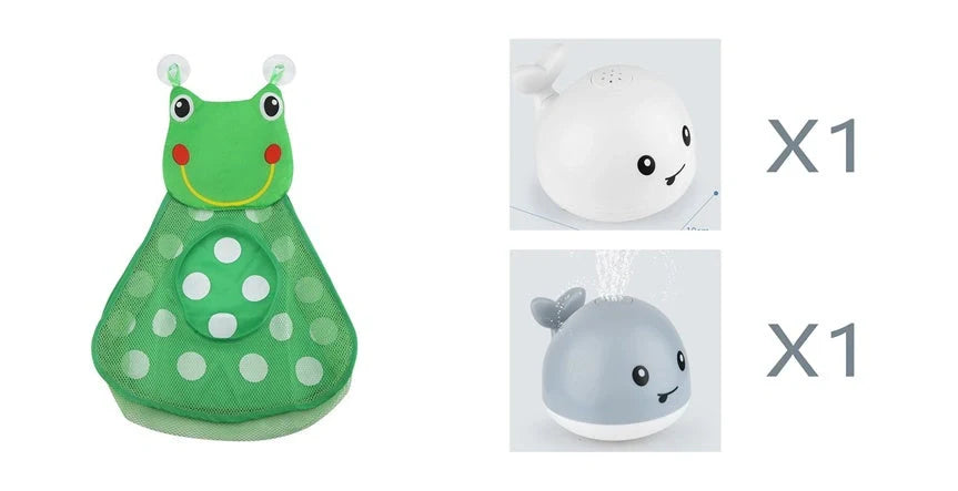 Electric induction whale spray toy for baby bath time with automatic water spray and lights
