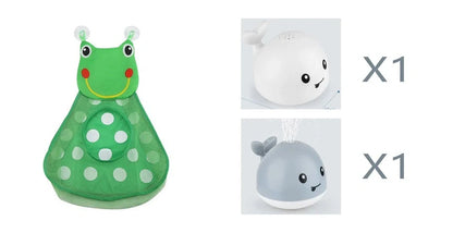 Electric induction whale spray toy for baby bath time with automatic water spray and lights