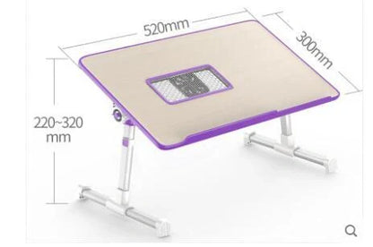 Adjustable laptop desk stand with foldable design for bed or standing use