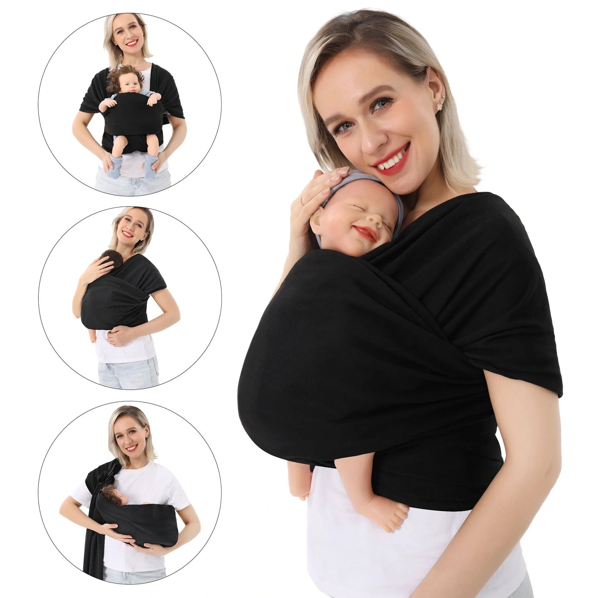 Polyester baby carrier wrap in various colors for front and back carrying