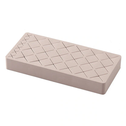 Silicone and ABS lipstick storage rack in red, pink, blue, and grey