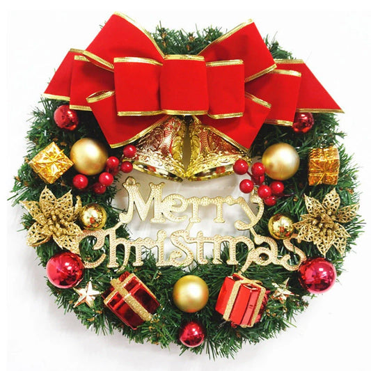Christmas wreath with natural pine, pine cones, and frost decoration