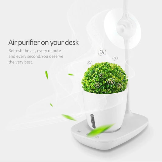A transparent, intelligent grow box with a built-in table lamp for nurturing indoor plants