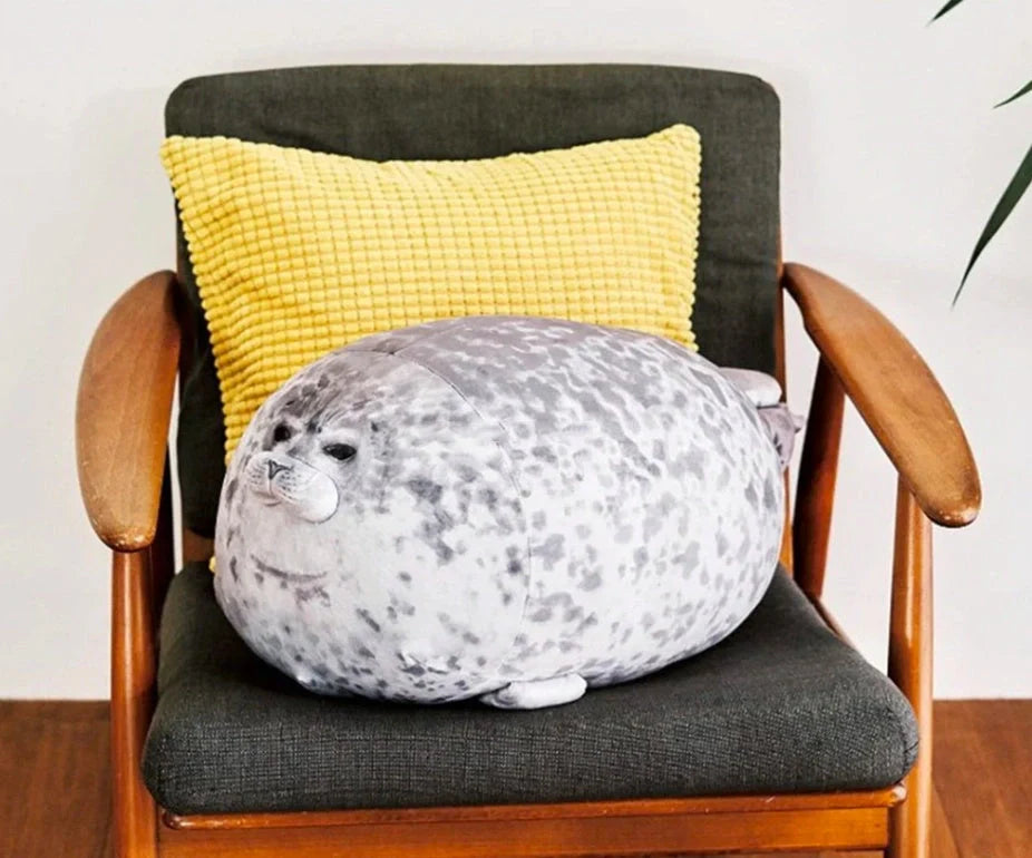 Large seal pillow doll plush toy in white or grey, sizes 30cm to 80cm
