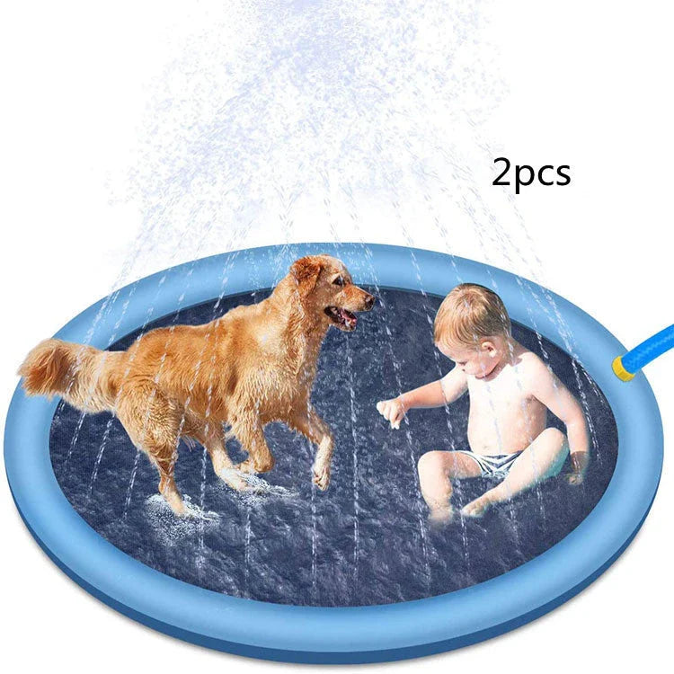 Refreshing splash pad for kids and pets, backyard water play mat with sprinklers
