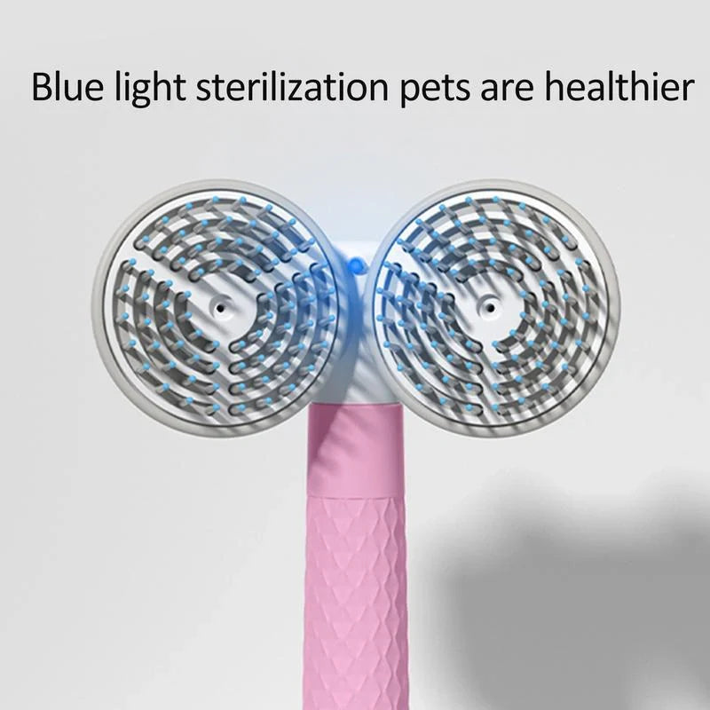 Double-headed negative ion pet brush with self-cleaning feature in various colours