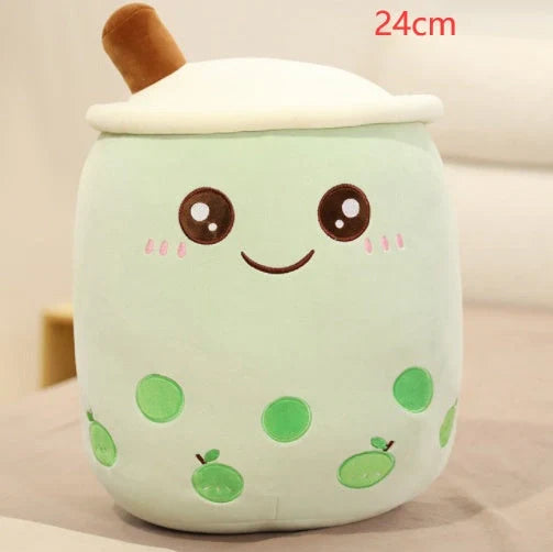 Strawberry Milk Tea Plush Boba Toy Pillow in various colours and sizes