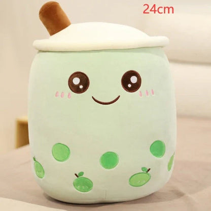 Strawberry Milk Tea Plush Boba Toy Pillow in various colours and sizes