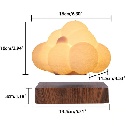 Magnetic Levitation Cloud Lamp with 3D-printed design floating above base