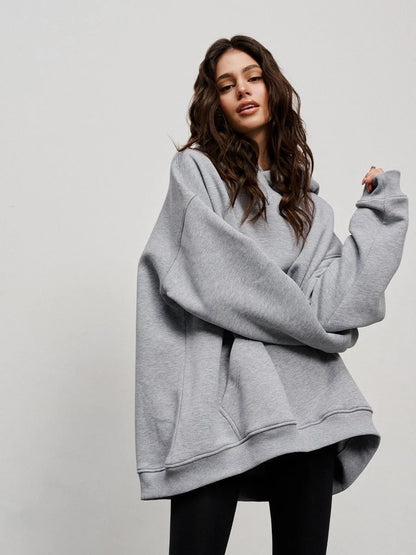 Cosy, oversized boyfriend-style polar fleece hooded jumper in a variety of classic colours
