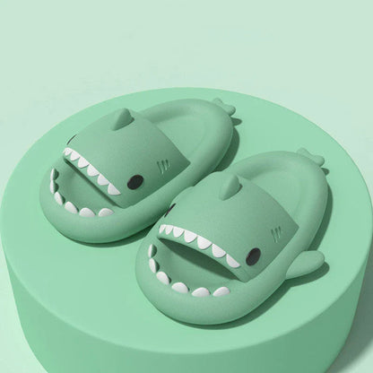 Cozy shark-themed slippers made of plush EVA material for indoor and outdoor wear with customized support