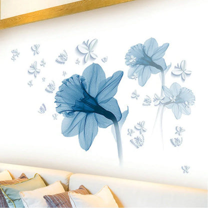Nordic blue flower background decorative wall stickers for living room