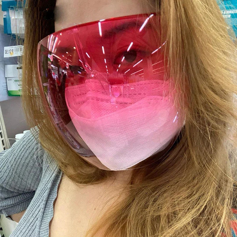 Premium multi-function face shield glasses with anti-fog coating, durable plastic frame, and crystal-clear lenses for sun protection and safety