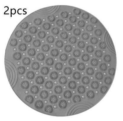 Premium PVC round shower mat with textured surface for massage and non-slip grip