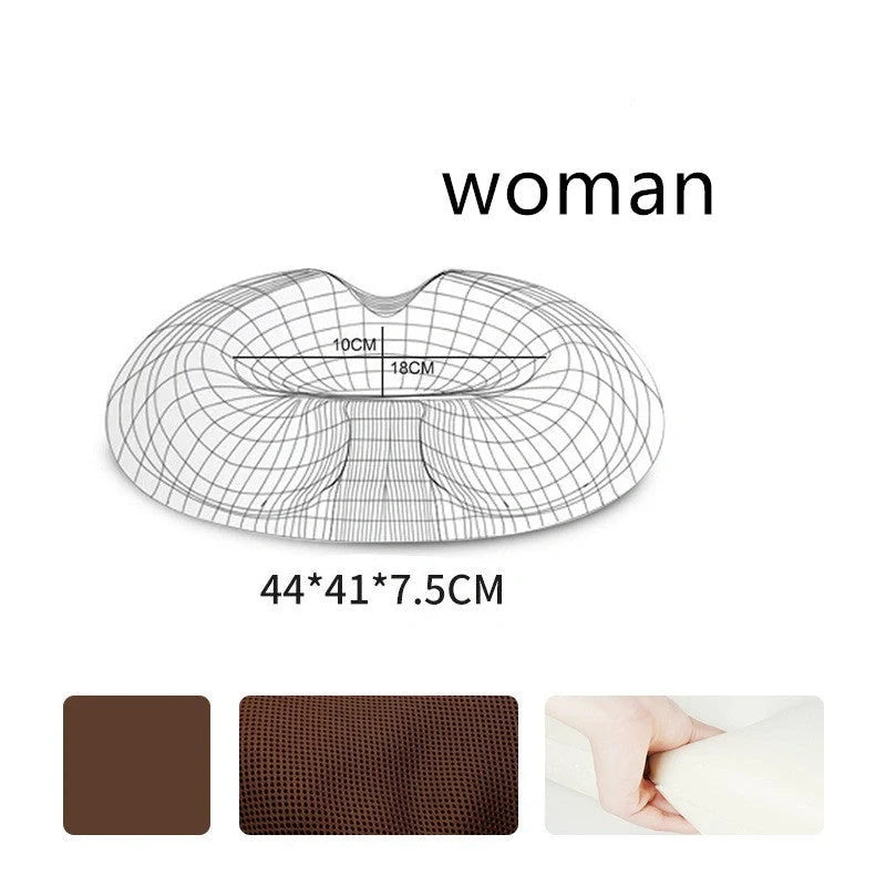 Premium memory foam seat cushion with tailored design for men and women, featuring breathable materials and a removable cover for easy cleaning.