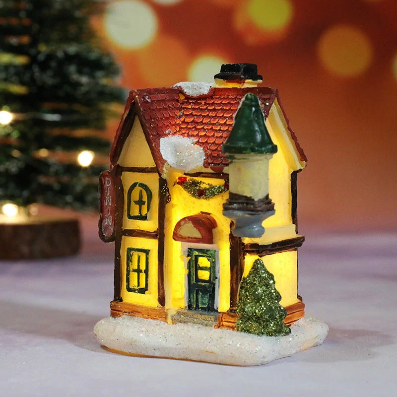 Compact Christmas Decorations Micro Landscape Resin House ornament with detailed design