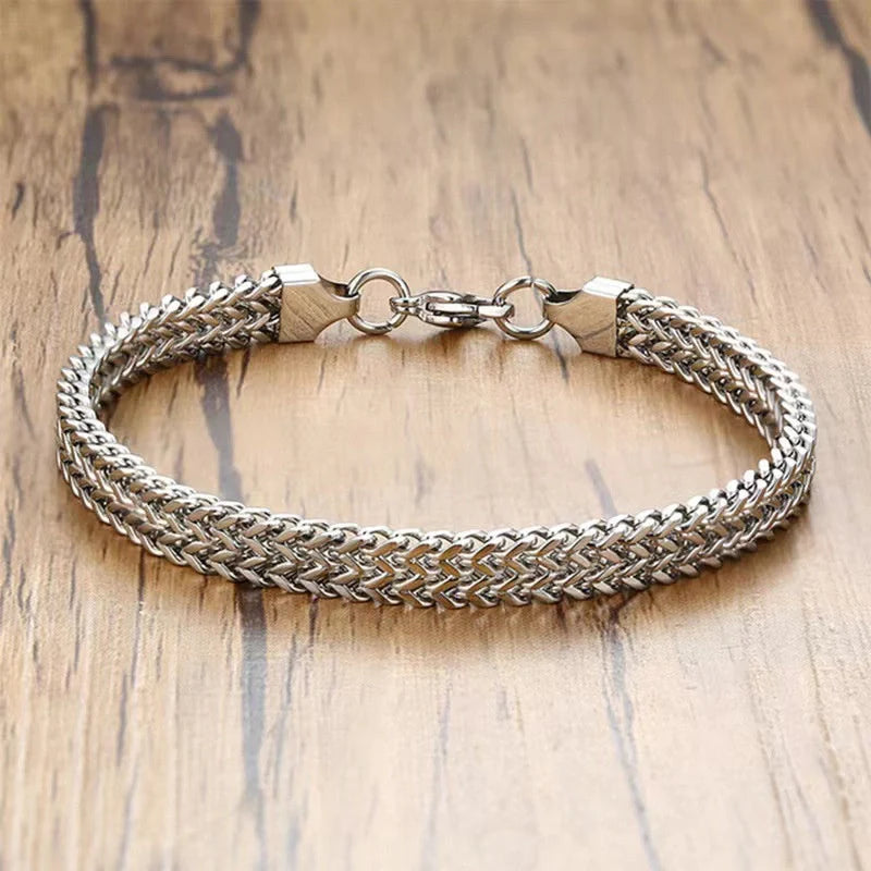18K Gold Thick Hemp Flowers Titanium Steel Bracelet for men and women