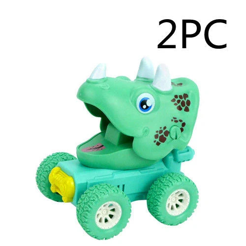Dinosaur and animal themed push and slide toy car for kids, encouraging active play and imagination.