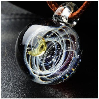Cosmic Nebula Pendant Necklace with celestial glass ball design