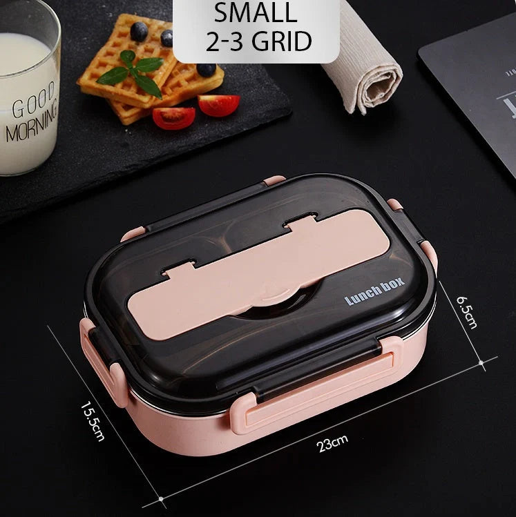 Dielectric insulated lunch box in green, blue, pink, and black with stainless steel interior