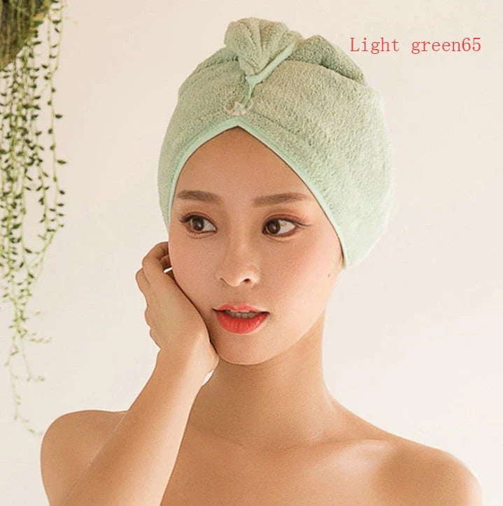 Luxury microfibre hair drying cap with absorbent and quick-drying properties, available in various colours