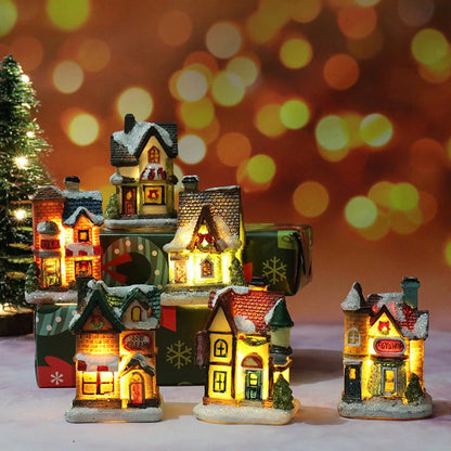 Compact Christmas Decorations Micro Landscape Resin House ornament with detailed design
