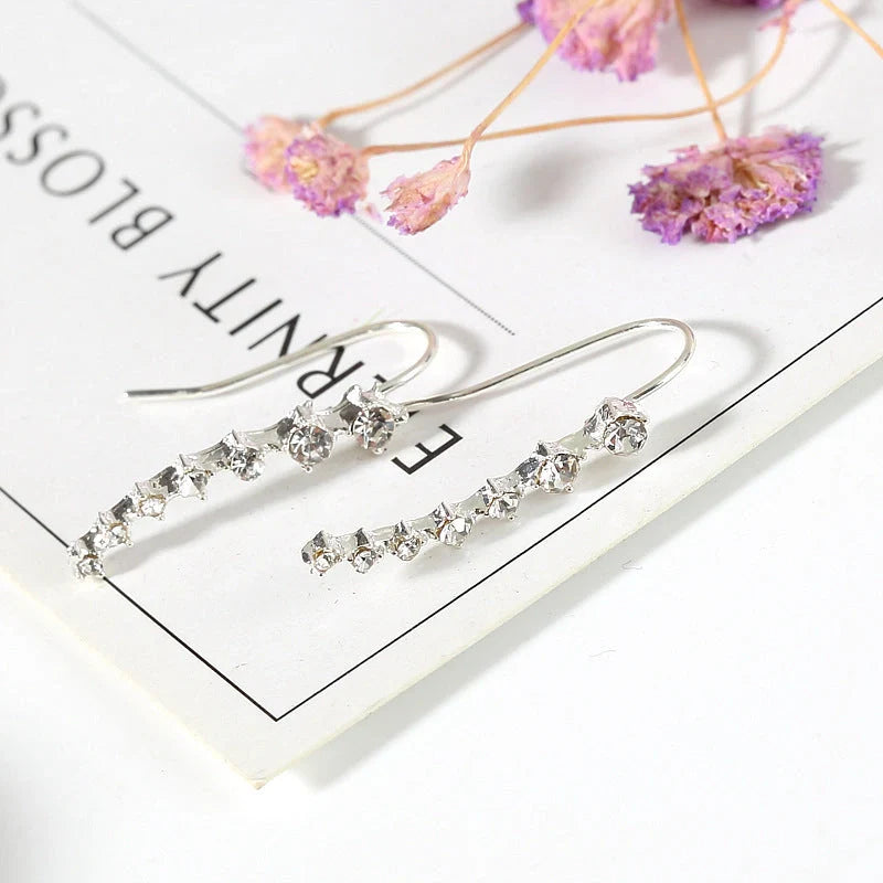 Elegant 7cm rhinestone bridal earrings in gold and silver options