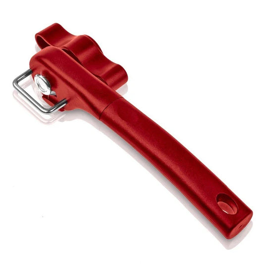 Durable electric can opener with bottle opener and side cover for one-handed operation, made of stainless steel with heat-treated cutting wheel