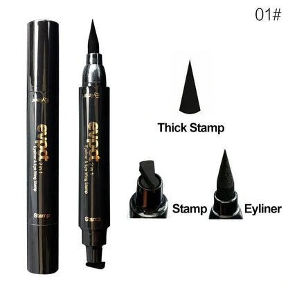 Double-headed wing seal eyeliner with carbon black formula for smudge-proof application