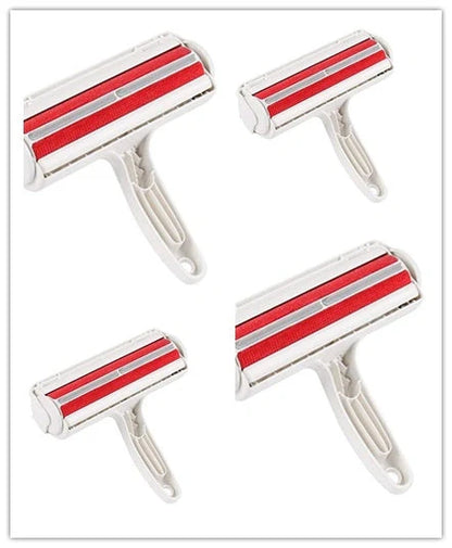 Durable ABS pet hair remover tool in red and blue for efficient cleaning of furniture and carpets