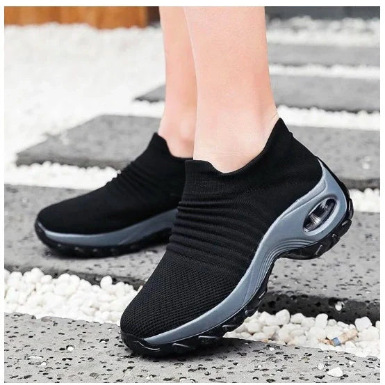 Stylish Korean mesh dancing shoes with wedge heel, available in multiple colours