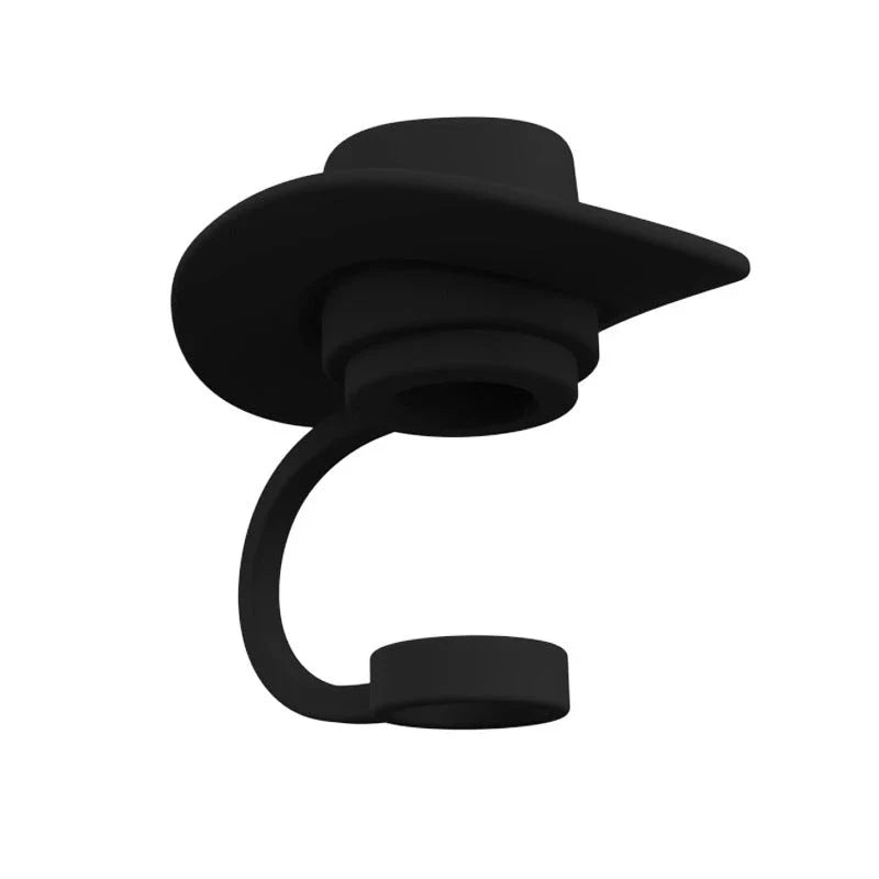 Premium straw covers in charming cowboy hat design, made of food-grade silicone for durable and reusable protection of your drinks