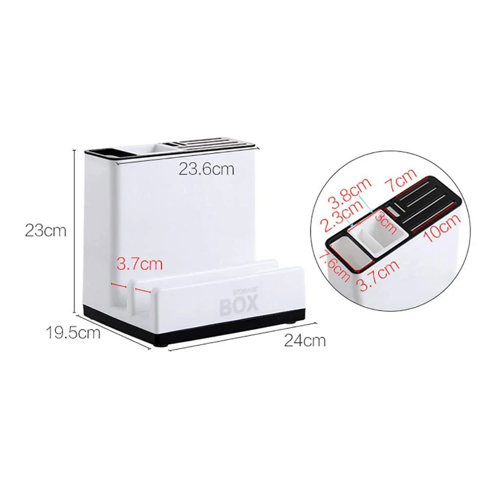 Convenient kitchen organizer with integrated storage shelves for tableware and knives