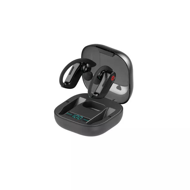 HBQ-Q62 5.0 TWS Wireless Bluetooth Headset in black with ear caps