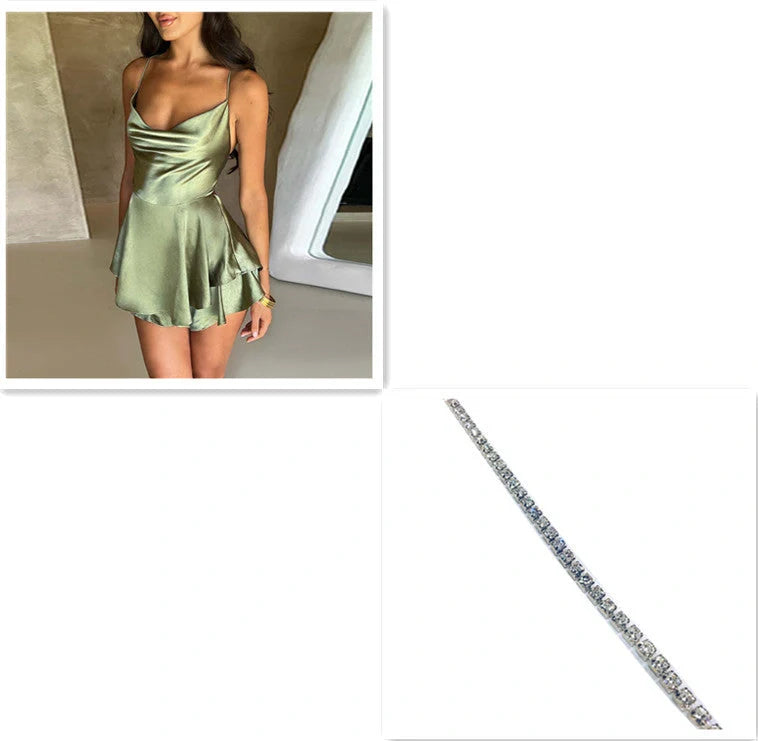 Women's suspender skirt with slim strap and satin finish in various colours