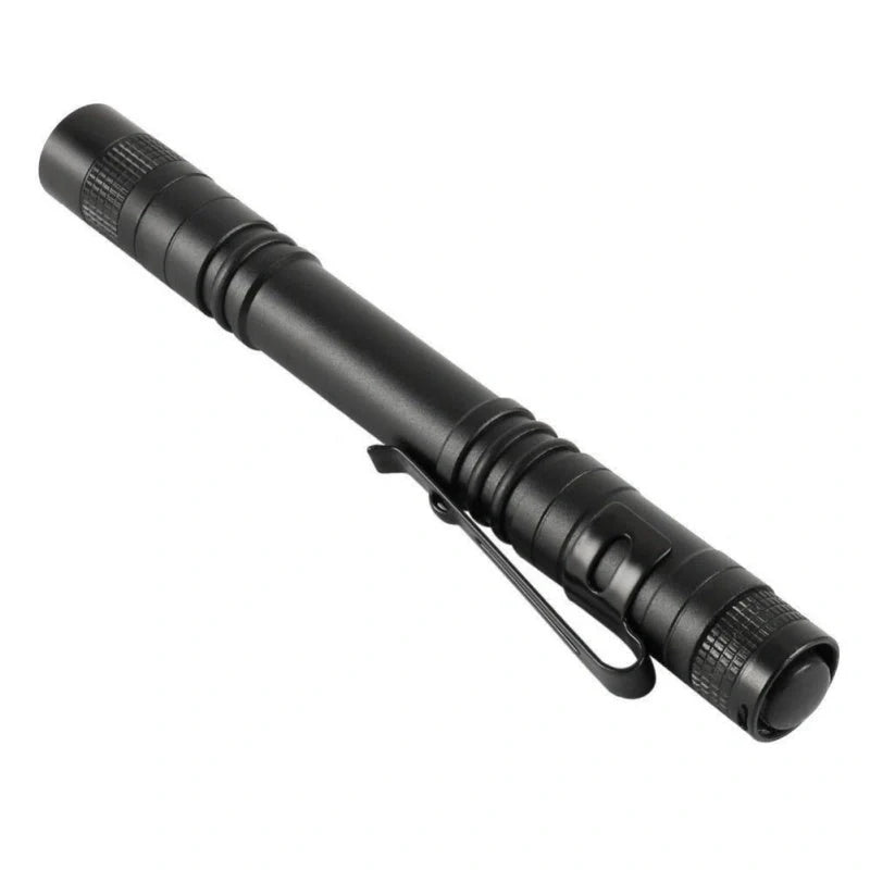 Black aluminium LED flashlight with waterproof and corrosion-resistant features