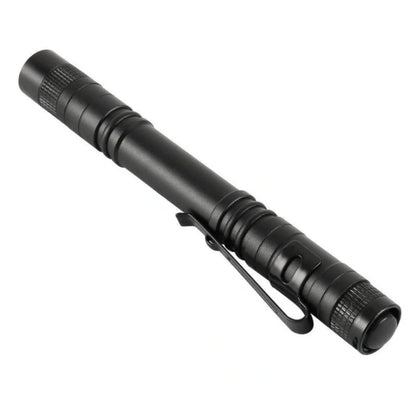 Black aluminium LED flashlight with waterproof and corrosion-resistant features