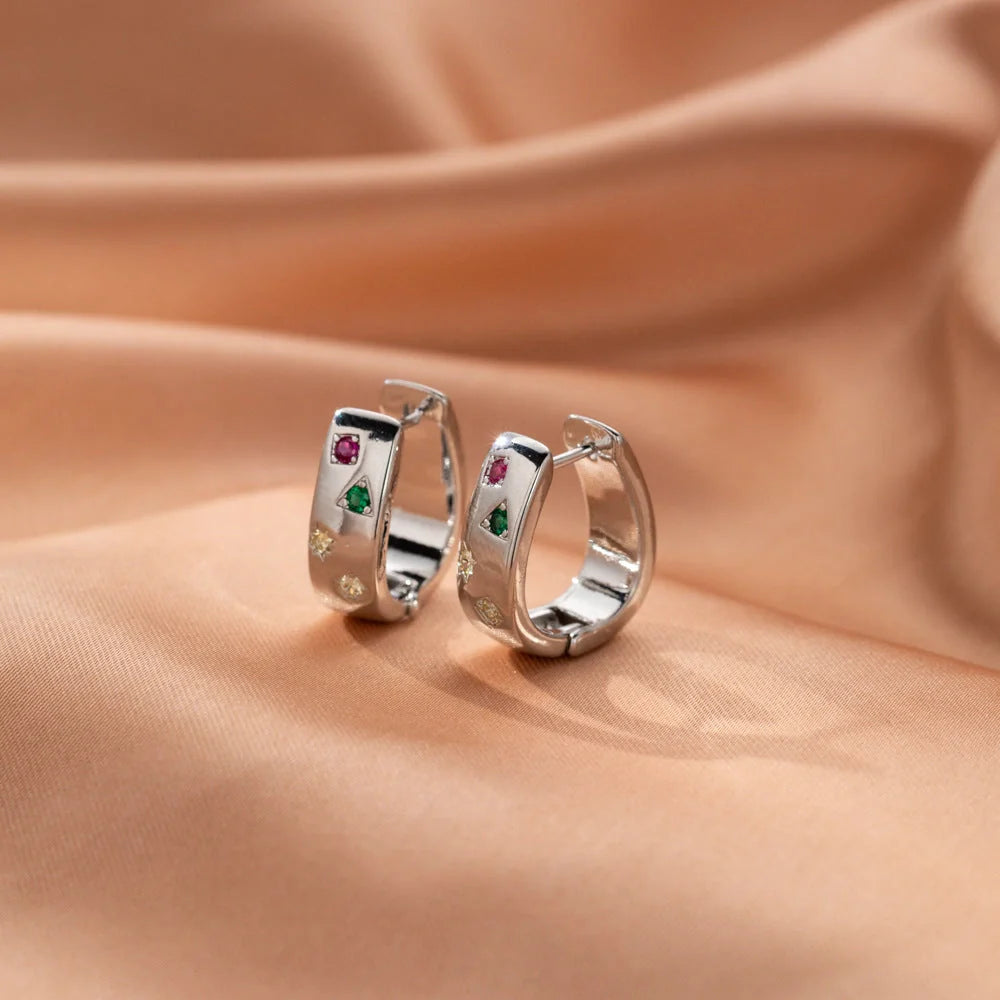 Elegant Multi-Colour Square Zircon Earrings for Women in gold and silver