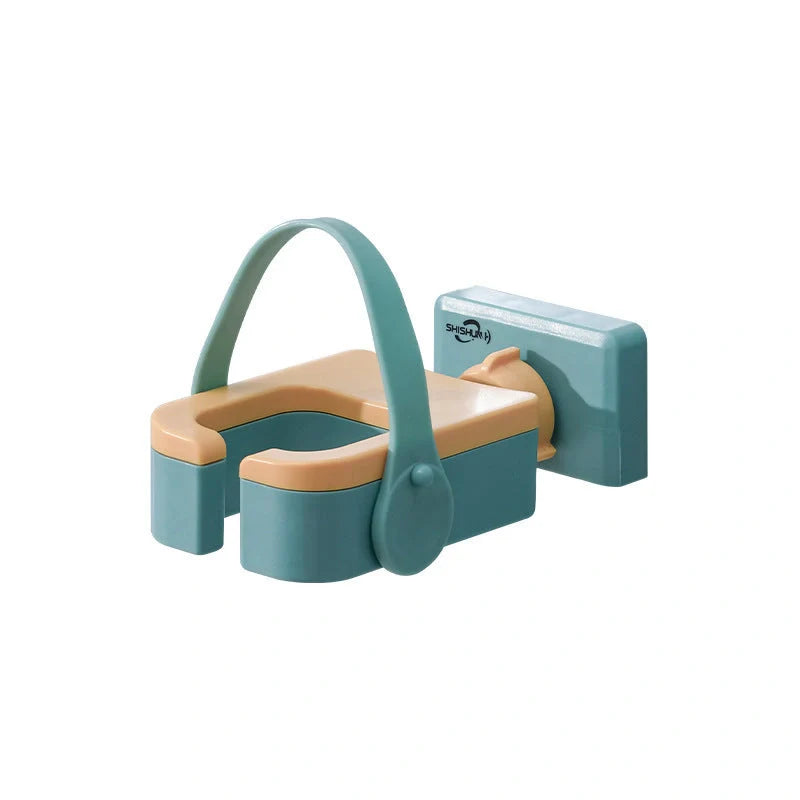 Wall-mounted hairdryer rack with silicone fixing belt and 180° rotation