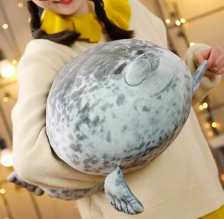 Large seal pillow doll plush toy in white or grey, sizes 30cm to 80cm