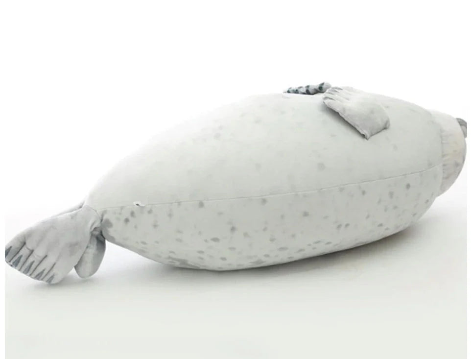 Large seal pillow doll plush toy in white or grey, sizes 30cm to 80cm