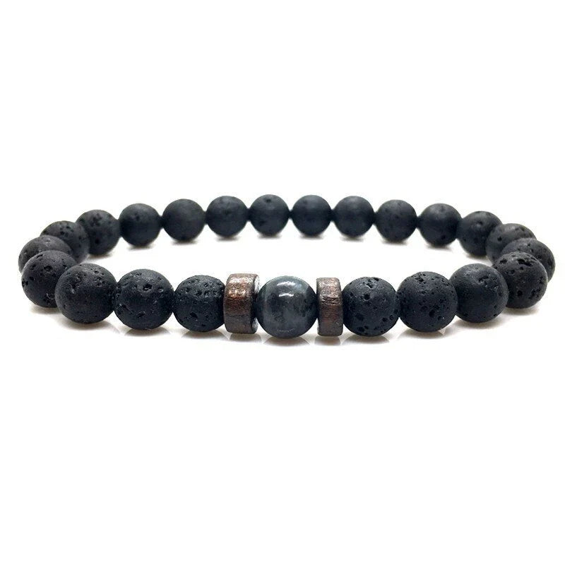 Stylish volcanic stone bracelet in various colors and designs for men