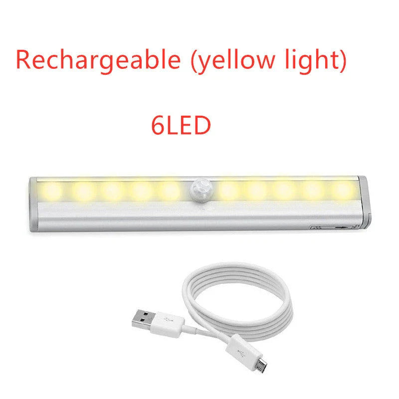 Sleek motion-activated LED cabinet light with infrared sensor for hands-free, energy-efficient illumination