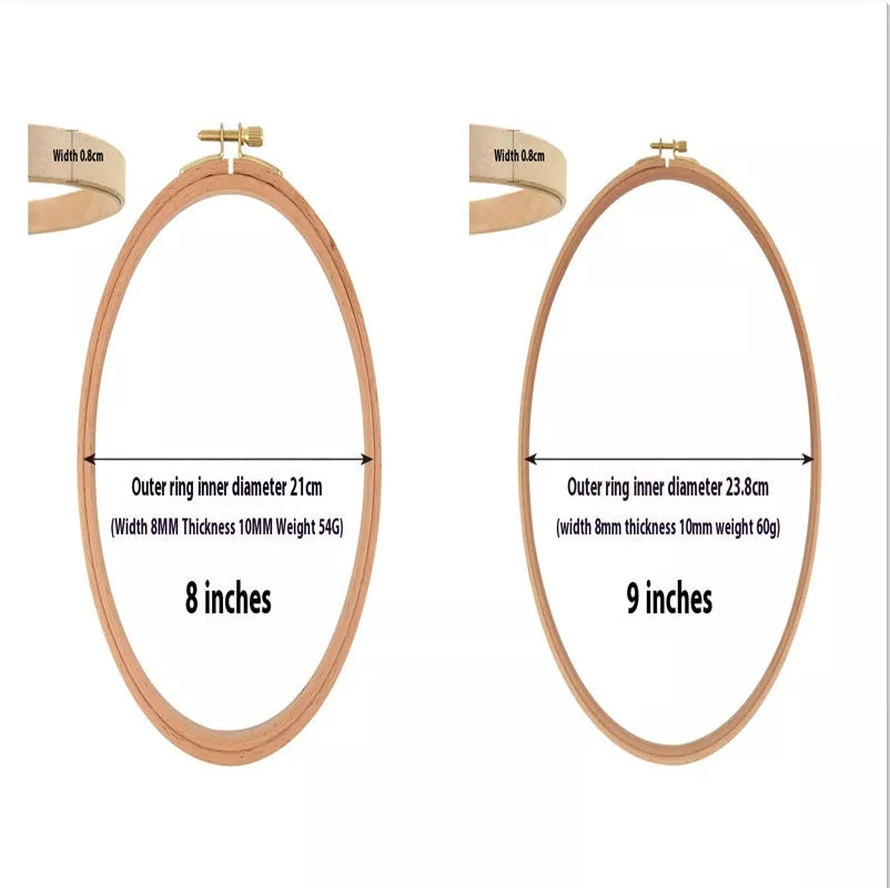 Adjustable Cross Wreath in bamboo for embroidery frames, sizes 4 to 12 inches