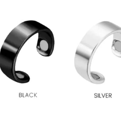 Adjustable Magnetic Therapy Ring in various colors and styles, designed to relieve snoring, improve sleep, and promote lymphatic drainage