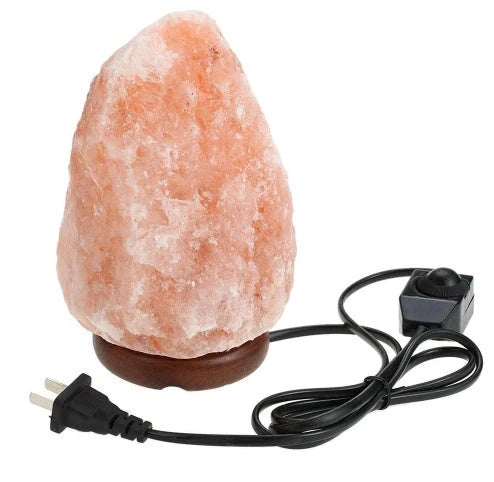 Natural rose crystal salt lamp with warm glow for home decor